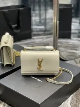 サンローランバッグYves Saint Laurent 2023年新作 高品質 533026 ホワイトゴールドバックル つまようじ柄 サンセットバッグ
