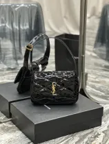 サンローランバッグYves Saint Laurent 2023 新品 高品質 698567 ブラック パテント レザー ゴールド バックル キルティング アンダーアーム バッグ