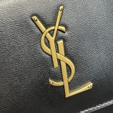 サンローランバッグYves Saint Laurent 2023年新作 高品質 422906 ブラックゴールドバックル つまようじ柄 サンセットバッグ