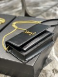 サンローランバッグYves Saint Laurent 2023年新作 高品質 533026 ブラック ゴールド バックル つまようじ柄 サンセットバッグ