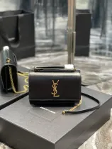 サンローランバッグYves Saint Laurent 2023年新作 高品質 533026 ブラック ゴールド バックル つまようじ柄 サンセットバッグ