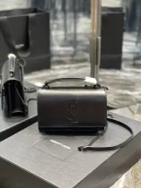 サンローランバッグYves Saint Laurent 2023年新作 高級感 533026 ブラック 黒バックル つまようじ柄 サンセットバッグ