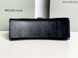 バレンシアガバッグBALENCIAGA 2023 新品 高品質 152 ミディアム オイル ワックス ブラック 砂時計 チェーンバッグ