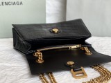 バレンシアガバッグBALENCIAGA 2023年新作高品質151スモールブラッククロコダイルゴールドバックル砂時計チェーンバッグ