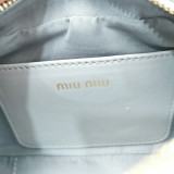 ミュウミュウバッグMiu Miu 2023 新しい高品質 5BP077 ヘイズ ブルー ボーリング ハンドバッグ
