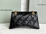 バレンシアガバッグBALENCIAGA 2023新作高品質151スモールブラック刺繍ゴールドバックル砂時計チェーンバッグ