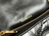 バレンシアガバッグBALENCIAGA 2023新作高品質151スモールブラック刺繍ゴールドバックル砂時計チェーンバッグ