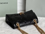 バレンシアガバッグBALENCIAGA 2023新作高品質151スモールブラック刺繍ゴールドバックル砂時計チェーンバッグ