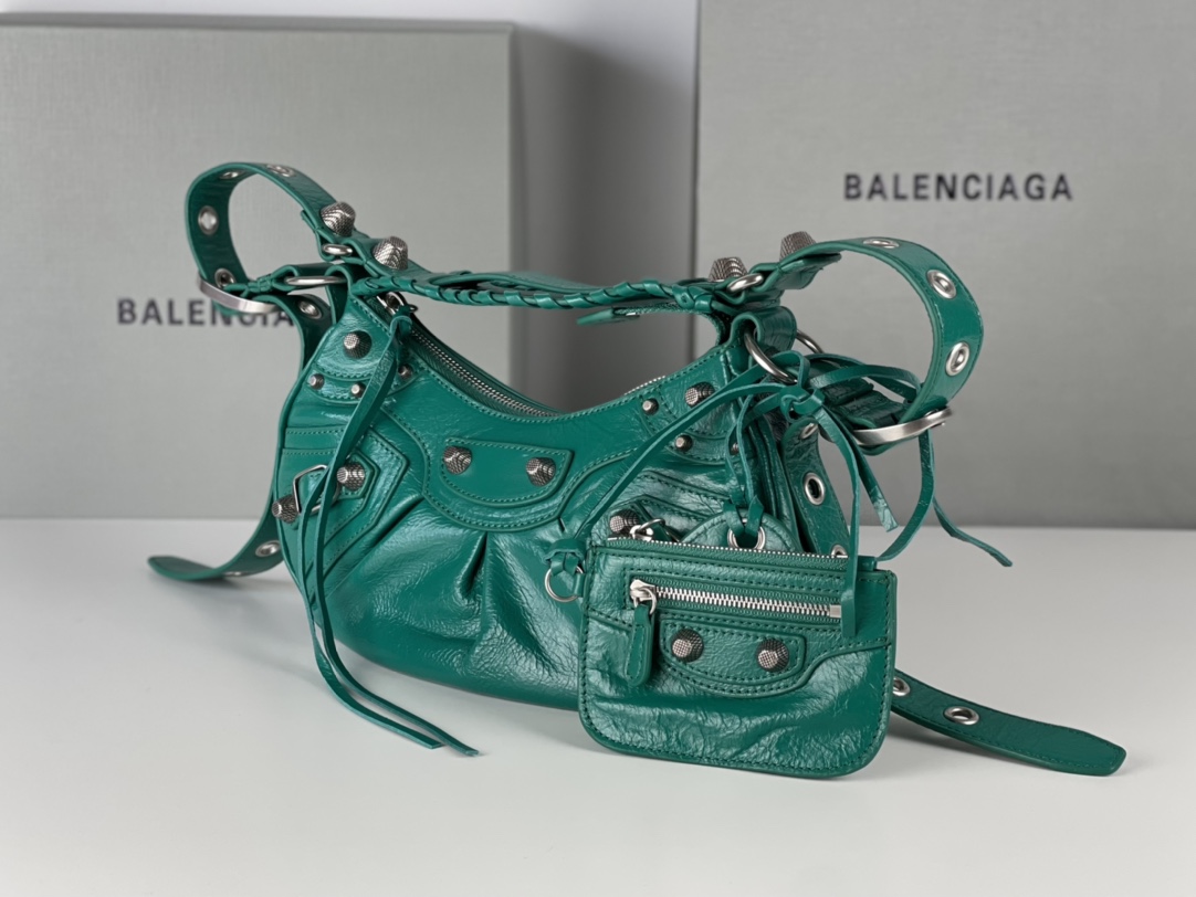 バレンシアガバッグBALENCIAGA 2023新作 高品質 701 バースト エメラルド ハーフクレセント 脇餃子