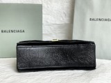 バレンシアガバッグBALENCIAGA 2023新作 高品質 152 ミディアム ブラック 刺繍 ゴールドバックル 砂時計チェーンバッグ