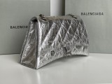 バレンシアガバッグBALENCIAGA 2023 新作 高品質 152 ミディアム オイル ワックス シルバー 砂時計 チェーンバッグ