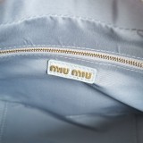 ミュウミュウバッグMiu Miu 2023 新しい高品質 5BB124 ヘイズ ブルー ボーリング ハンドバッグ