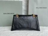 バレンシアガバッグBALENCIAGA 2023新作 高品質 151 スモール ブラック バースト クラック ゴールド バックル 砂時計 チェーン バッグ