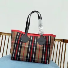 バーバリーバッグBURBERRY 2023年新作の高品質な両面チェックとレザーの巨大なショッピングバッグ