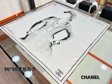 シャネルマフラーCHANEL 2023新作 フィギュア シルク スクエア スカーフ