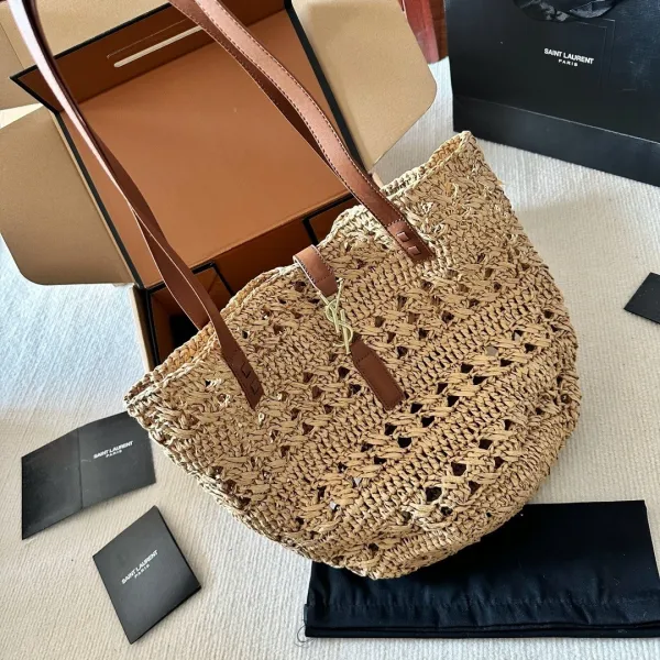 サンローランバッグYves Saint Laurent 2023年新作 サンシャイン ストローバッグ ショッピングバッグ