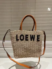 ロエベバッグLOEWE 2023新作 ロゴ刺繍 草織り ショッピングバッグ 野菜かご