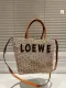 ロエベバッグLOEWE 2023新作 ロゴ刺繍 草織り ショッピングバッグ 野菜かご