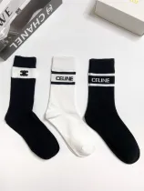 セリーヌ靴下CELINE 2023新作 レターロゴ ピュアコットン ミッドチューブソックス