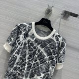 ディオール服DIOR 2023新作 パリマップシリーズ 16針インポートコットンリネンカシミヤニットトップ