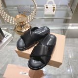 ミュウミュウ靴Miu Miu 2023 新作 スポーツ風 ソフトシープスキン クロスベルト 厚底 バックストラップ マフィンスリッパ