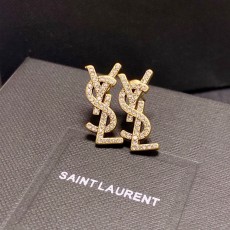 サンローランピアスYves Saint Laurent 2023新作 レトロゴールド オールドフルダイヤモンド スモールピアス