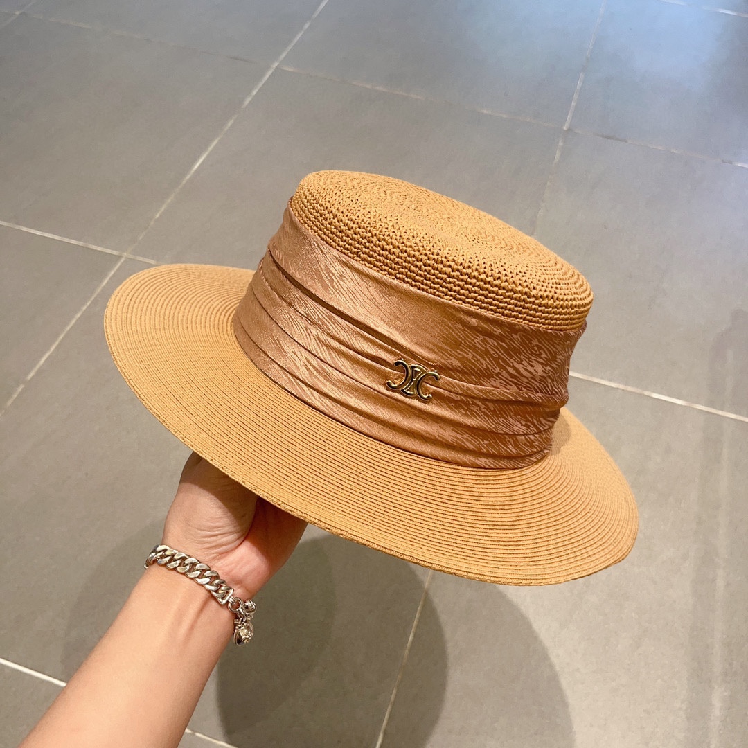 セリーヌ帽子CELINE 2023新作 フラットストローハット
