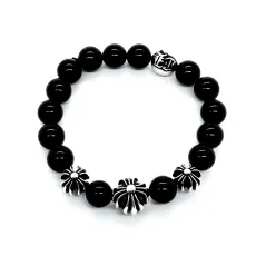 クロムハーツブレスレットCHROME HEARTS 2023年新作 シルバー ビーズ オブシディアン ブレスレット