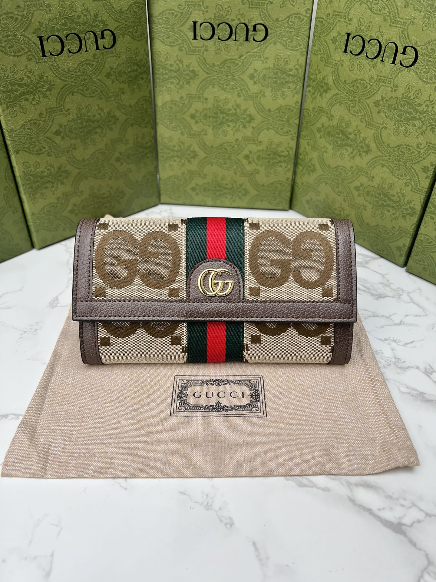 グッチ財布GUCCI 2023新作 レザーバンブーウォレット