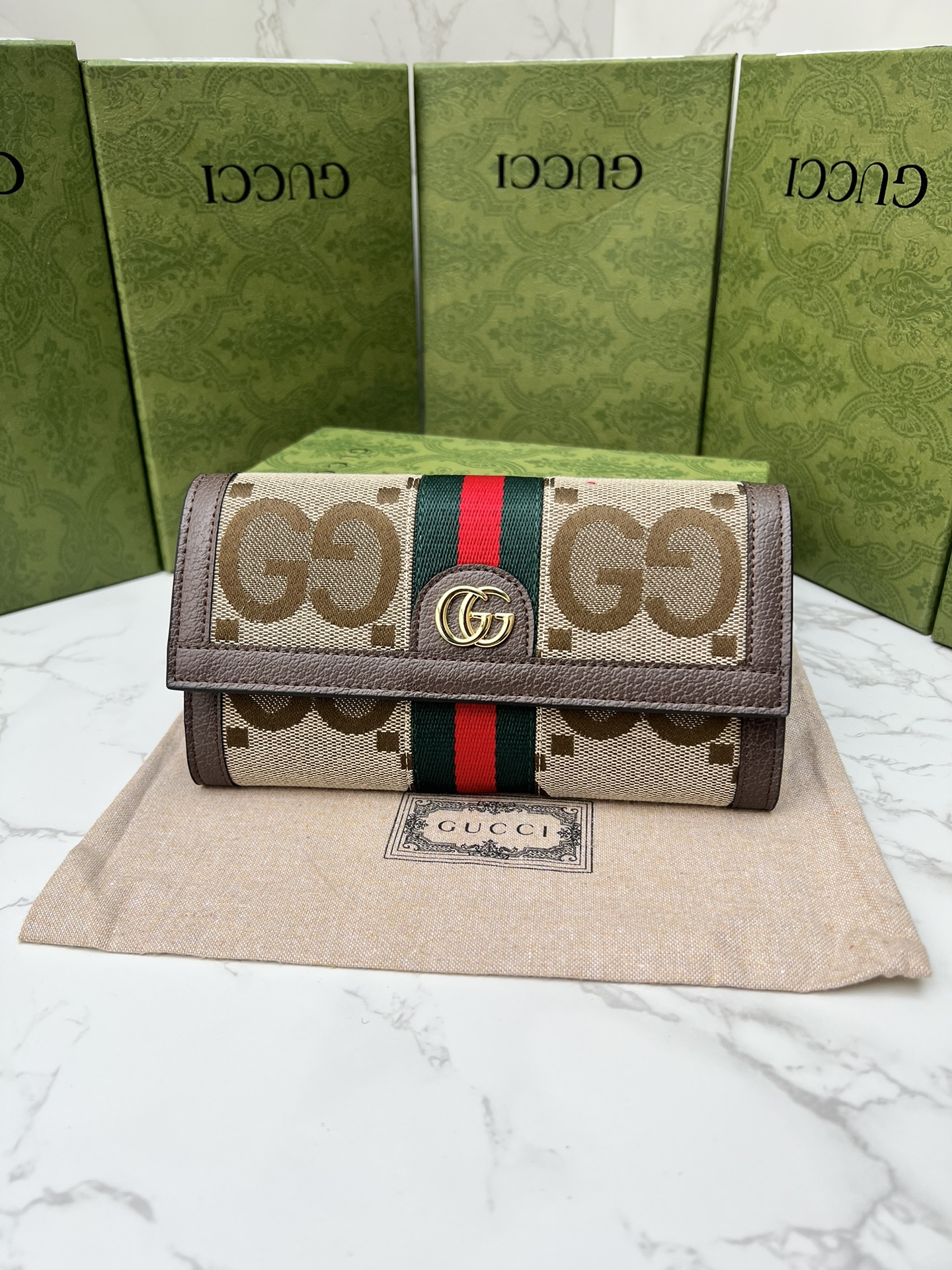 グッチ財布GUCCI 2023新作 レザーバンブーウォレット