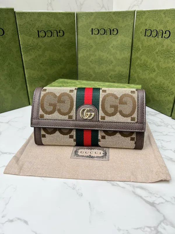 グッチ財布GUCCI 2023新作 レザーバンブーウォレット