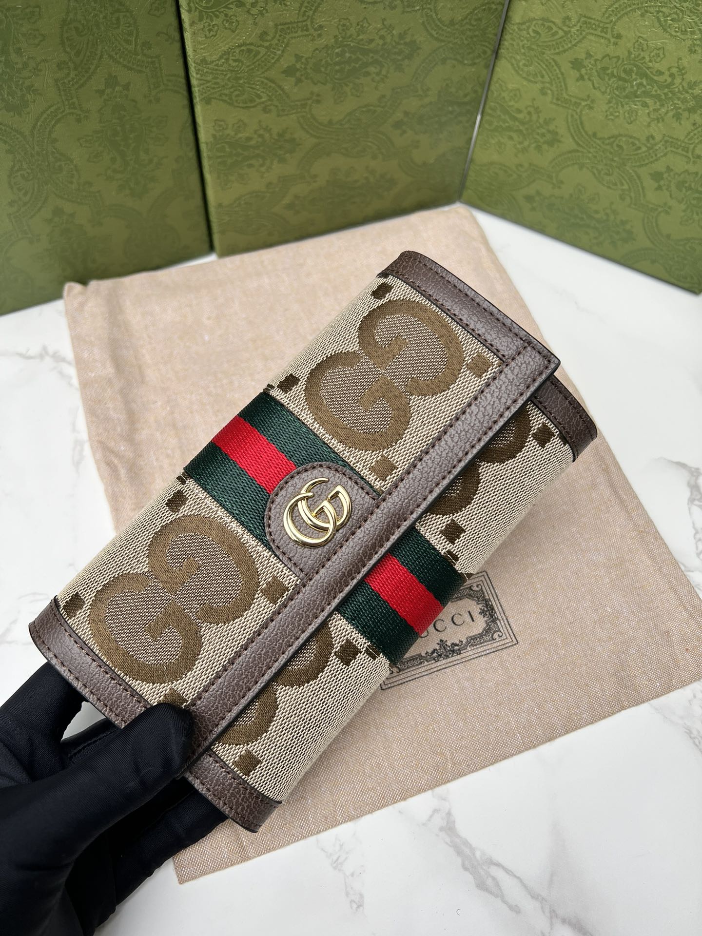 グッチ財布GUCCI 2023新作 レザーバンブーウォレット