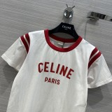 セリーヌ服CELINE 2023新作 リブステッチロゴショートTシャツ