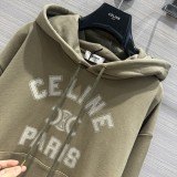 セリーヌ服CELINE 2023新作 アメリカンカレッジスタイル アーミーグリーンスウェットシャツ