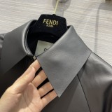 フェンディ服FENDI 2023新作 ベルト付きロングレザートレンチコート
