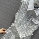 プラダ服PRADA 2023新作立体水溶性花柄レースツーピースデザインドレス