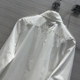 プラダ服PRADA 2023新作 ラインストーンボタン付き白シャツワンピース