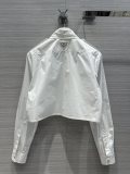 プラダ服PRADA 2023新作ラインストーンボタンデザイン白シャツ