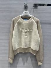 プラダ服PRADA 2023新作、ラウンドネックパッチワークデザインセーター