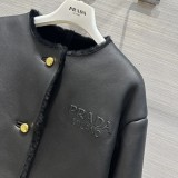 プラダ服PRADA 2023新作 ファーラウンドネックショートジャケット