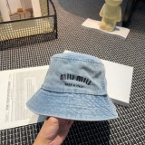 ミュウミュウ帽子 Miu Miu 2024新作 デニムバケットハット