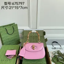グッチバッグ GUCCI 2024新作 高品质 レザーバンブースモールトートバッグ