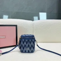 ミュウミュウバッグ Miu Miu 2024新作 高品質 ホーボーデニムプリーツチェーンバッグ
