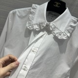 シャネル服 CHANEL 2024新作 パレススタイルレースカラーシャツ