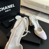 シャネル靴 CHANEL 2024新作 厚底ヒール スクエアトゥ カラーブロック 万能ハイヒール バックスリップ レディースサンダル