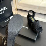 シャネル靴 CHANEL 2024新作 ロープロンバスプラットフォームウェッジサンダル