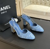 シャネル靴 CHANEL 2024新作 厚底ヒール スクエアトゥ カラーブロック 万能ハイヒール バックスリップ レディースサンダル