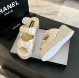 シャネル靴 CHANEL 2024新作 厚底ラインストーンスリッパ