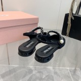 ミュウミュウ靴 Miu Miu 2024新作 スティレットとブロックヒールのメリージェーン サンダル