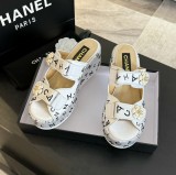 シャネル靴 CHANEL 2024新作 厚底ラインストーンスリッパ